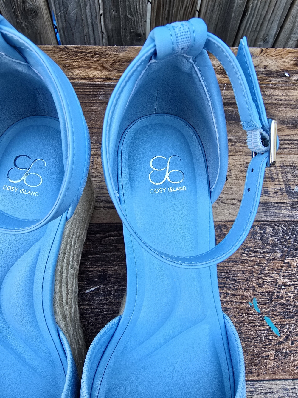 Cozy Island Blue Women's Espadrille Wedge Sandals with Ankle Strap Size 6 - Picture 8 of 11
